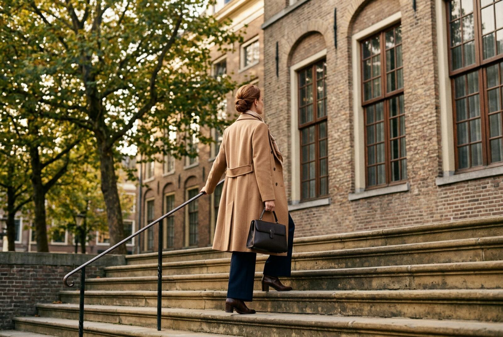 Client arriving at a historic Dutch civic building